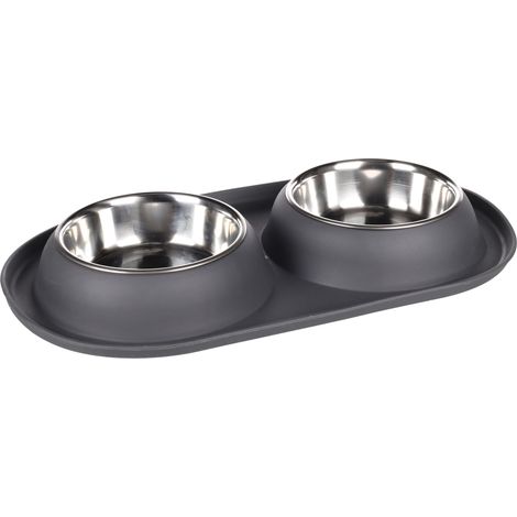 Gamelle Duo pour Chien - 2X 500 ML - Acier Inoxydable - Antidérapant - Les gamelles Amovibles Vont au Lave-Vaisselle - 14cm x 4cm x 11cm (1/5)