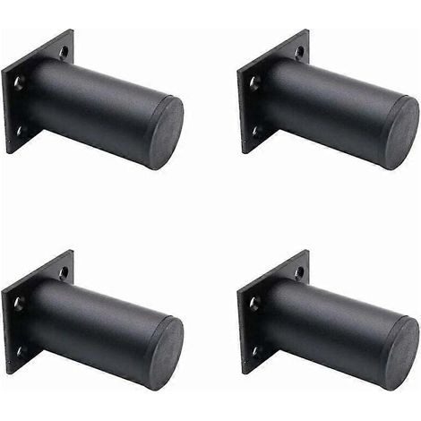 Quatre pieds de meubles réglables, en alliage d'aluminium noir mat, 38x80mm, adaptés pour supporter les pieds d'armoires, de tables basses, de canapés et autres meubles. (1/5)