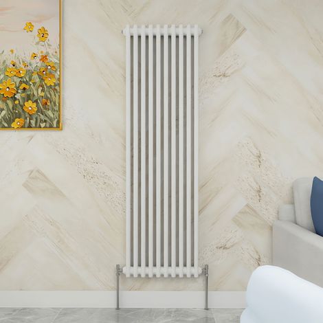 SKY Bathroom 1500x470mm 2 Column Radiator Vertical White Traditional Column Radiator (1/5)
