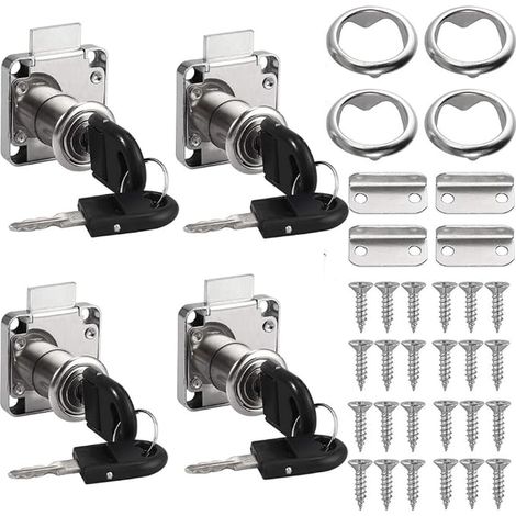 Drawer Locks 22mm Zinc Alloy Furniture Locks Cylindrical Security Locks with Keys and Screws, Cam Lock for Home and Office (1/5)