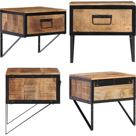Table de chevet 40x35x40 cm bois de manguier massif - Table De Chevet - Commode - Meuble De Chambre - Mobilier Moderne - Bois De Manguier - Home & Living