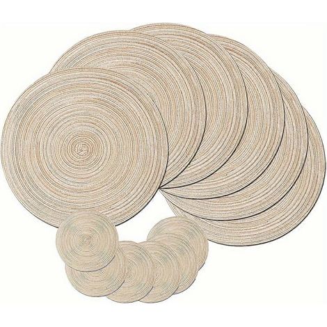 Lot de 12 sets de table ronds tressés et lavables pour la cuisine et la salle à manger, tissés ronds pour l'intérieur (1/5)