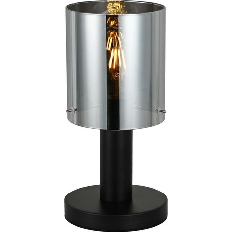Italux Sardo - Moderne Tischlampe Schwarz 1 Leuchte mit Smoky Shade, E27 (1/2)