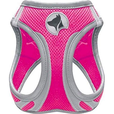 XS: Bavoir de randonnée réfléchissant rose avec rembourrage interne pour chiens (1/2)