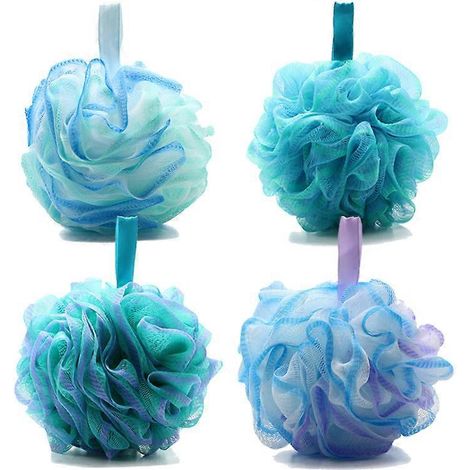 Ensemble de 4 éponges de douche, fleurs de bain extra larges, éponge de douche douce, boules de luffa en filet pour un gommage corporel moussant facile et exfoliant (Multico (1/5)