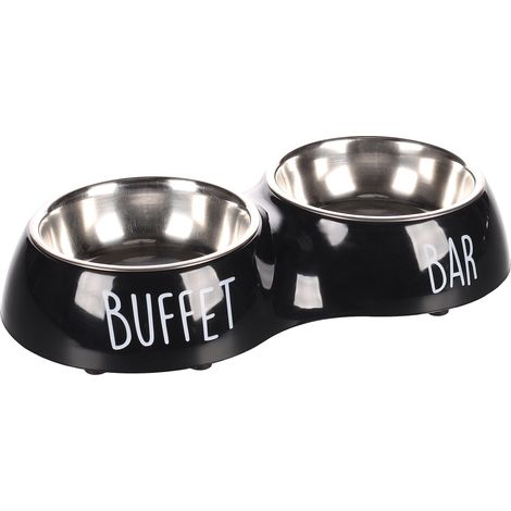 GAMELLE POUR LA NOURRITURE ET L'EAU DUO DINNER NOIR S 11CM 2x230ML