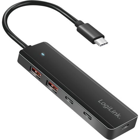 Hub USB-C 3.2 Gen 2 ultradelgado de 4 puertos LogiLink 2xUSB-A 2xUSB-C 10Gb/s