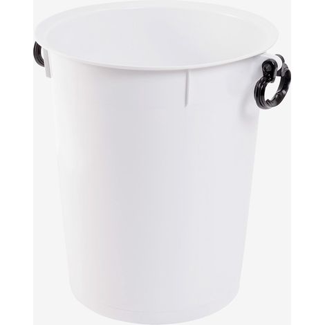 Poubelle ronde 50 L avec poignées noires - blanc - Gilac (1/3)