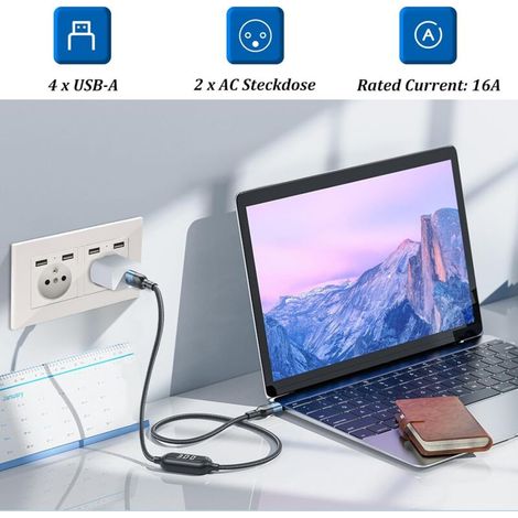 Prise Murale Double USB 16A 110-250V – Prise Électrique Encastrable Norme Française Lot de 2
