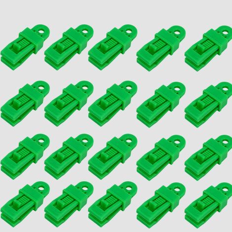 Set of 20 adjustable tent tarp clips, sturdy and versatile, for awnings, outdoor tents, canopies and camping, green (1/5)