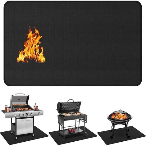 Feuerfeste Grillmatte 60 x 40 Zoll Doppelseitig Schützt Terrasse und Boden vor Feuer, Fettflecken und Feuchtigkeit Für Grill, Feuerstelle und Kam (1/5)