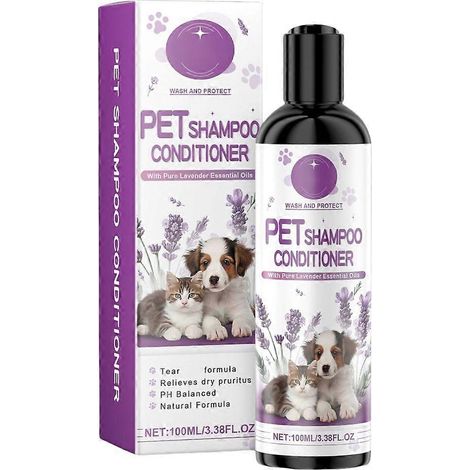 Shampoing naturel pour chien à la lavande – Démêlant permanent pour poils frais et brillants, soin doux anti-nœuds pour animaux. (1/4)