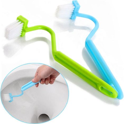 Toilettenreinigungsbürste aus Kunststoff, gebogen, für Toilette, Küche, Waschbecken, Badezimmer, 2 Stück