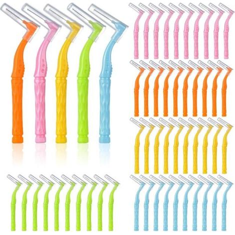 50 Pièces Brossettes Interdentaire,5 Couleurs 5 Tailles Brosse Interdentaire en Forme de L,Brosse de Nettoyage Interdentaire Espace (1/4)