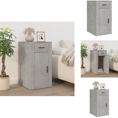 Büroschrank Betongrau 40x49x75 cm Holzwerkstoff - Bürostuhl - Schreibtischschrank - Büroorganisation - Holzwerkstoffmöbel - Grauer Schreibtisch (1/5)