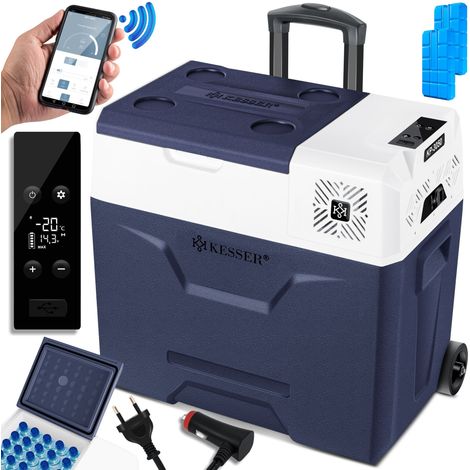 KESSER® Kompressor Kühlbox elektrisch Gefrierbox   Mit APP-Steuerung USB-Anschluss 12/24 V 230V   +Teleskopstange Räder Kühlschrank Kühlung bis -20 °C   Navyblau / 50 Liter (1/5)