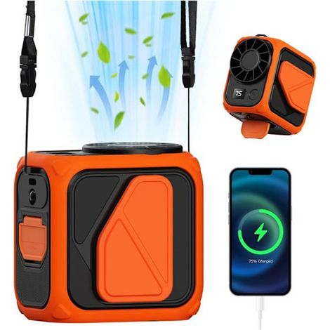 Ventilateur de taille à pince avec lampe, 4 vitesses, portable, mains libres, à porter autour du cou, batterie 5000 mAh, mini ventilateur à pince (1/5)