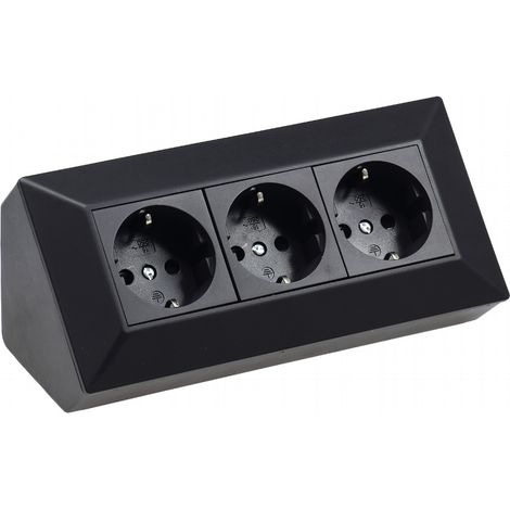 ChiliTec Steckdosenblock 3-fach, 230V, 45° Winkel, schwarz (1/2)