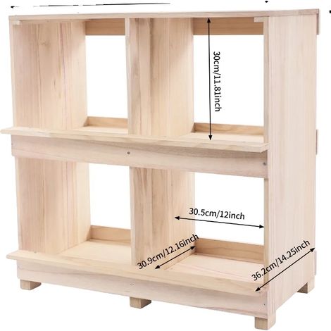 Caisse de Nidification pour Poules, Bois Naturel Robuste, Isolée et Imperméable, Beige (1/2)