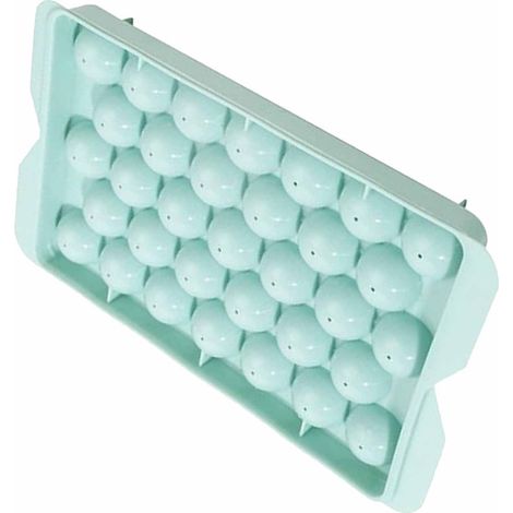 Kreative runde Eiswürfelform mit 33 Fächern, kugelförmiger Eiswürfelbereiter mit Kunststoffdeckel, selbstgemachte Eiswürfelbox, Eiswürfelform für den Kühlschrank, blau. (1/5)