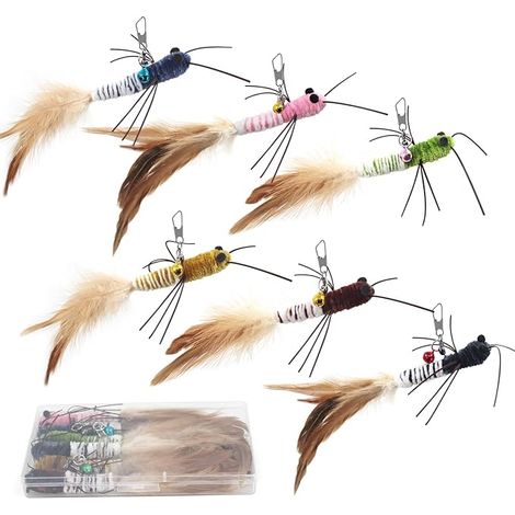 Insects Feather Toys for Cats - Indoor Cat Wand, Replacement Feather Toy, Interactive Cat Toy (1/5)