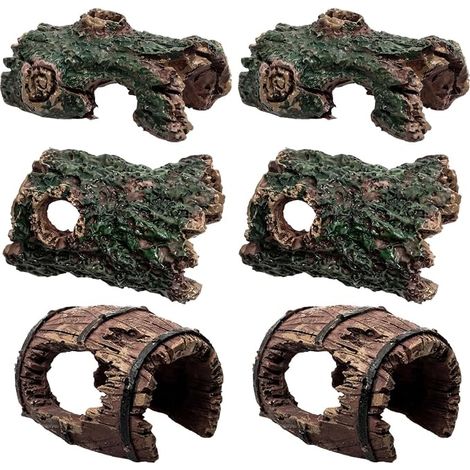 Décoration d’Aquarium en Résine, Grotte Cache pour Crevettes, Accessoire Terrarium, Aspect Tronc d’Arbre, Ornements Aquatiques, Idéaux Poissons Cichlidés Nains (1/5)