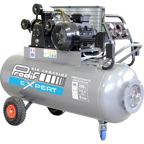 [JAMAIS UTILISE] Compresseur d'Air à Courroie 200L PRODIF Mobile 5.5CV 4kW 9bar 400V - TRE2320055TG (1/5)
