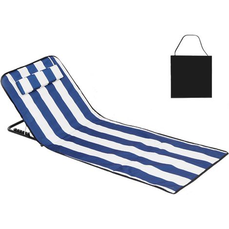 SIENTICE Tapis de plage inclinable et pliable – Chaise longue de bronzage étanche avec poche de rangement – ​​Idéal pour vacances, jardin, camping et parc-140x49m