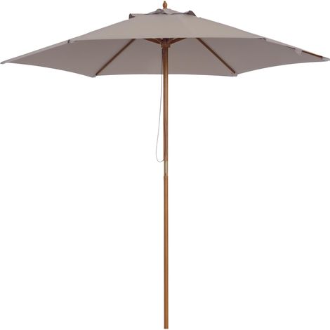 Parasol de jarden à 6 baleenes en bois et polyester, 2,5 x 2,3 m, gris, parfait pour profiter de l'ombre et de la protection solaire dans votre jardin, sur votre balcon ou à la plage (1/5)