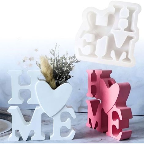 Moule en silicone HOME 3D 12 x 11,5 cm, moule en silicone réutilisable pour béton, plâtre et résine, artisanat DIY pour printemps et été (1/5)