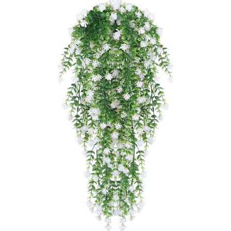 2 fleurs artificielles suspendues, plantes suspendues artificielles résistantes aux UV, bouquet de fleurs, lianes suspendues, plantes suspendues (blanches)-AquaForge (1/5)