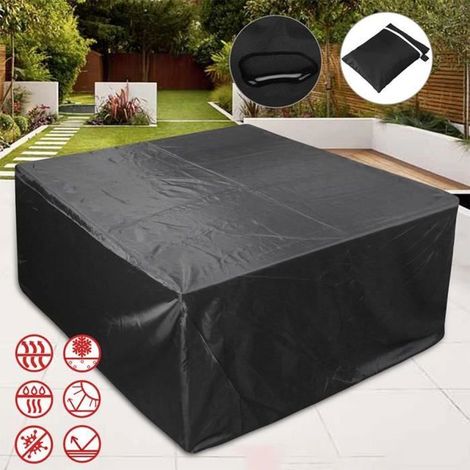 JORMFTTE Möbelabdeckung für Gartenmöbel - Wasserdichtes Oxford-Gewebe 127x127x74cm - Schwarz (1/4)