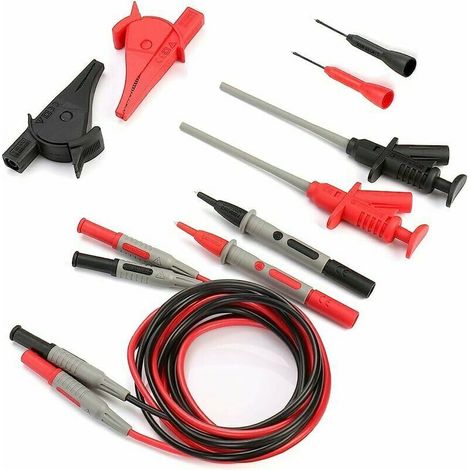 Tigrezy Multimeter-Sonden, 10-in-1-Messleitungssatz, 10-teilige Leitungen zu elektronischen Automobilmessgeräten, Sondensatz für Multimeter und Zangenmessgeräte mit Krokodilklemmen und Bananenstecker