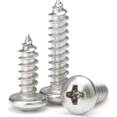 500 vis à tôle tête ronde Phillips en acier inoxydable 304, longueur 2-10 mm (2 M1.0 pièces))