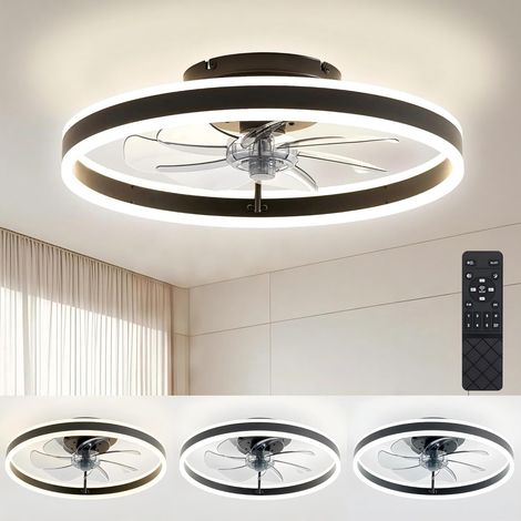 Reversibile Ventilateur Plafond Silencieux Ventilateurs de Plafond avec Lampe Intégrée 0%-100% Dimmerabile APP Smart Plafonnier Ventilateur de Plafond avec Telecommande Timing (1/5)