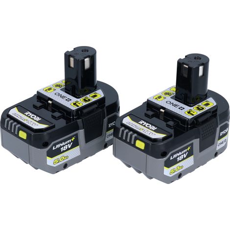 RYOBI RB18LL50F12B 2x batteria ricaricabile 18 V 5,0 Ah / 5000 mAh Li-Ion ( 5133004831 ) con indicatore del livello di carica