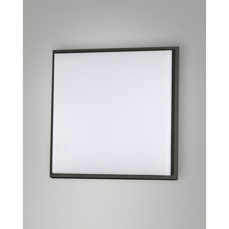 Desdy Plafoniera LED Quadrata 23W 2700lm 3000K IP54 Struttura in Alluminio e Policarbonato Nero Design Moderno Esterno Interno Codice 3314-61-101