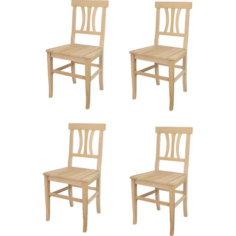 T M C S – Set de 4 chaises ARTEMISIA en bois de hêtre – Hauteur d'assise 48 cm – Design traditionnel pour cuisine et salle à manger (1/5)