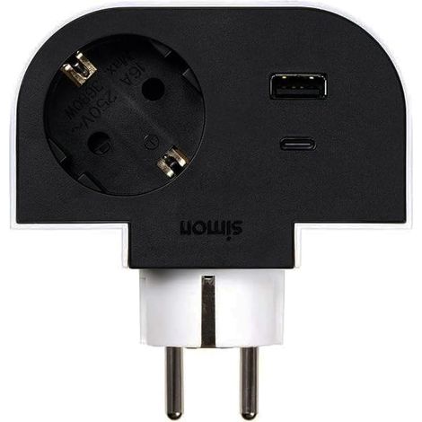SIMON simon adaptador giratorio plug1t + usb a+c 30 w cl610310