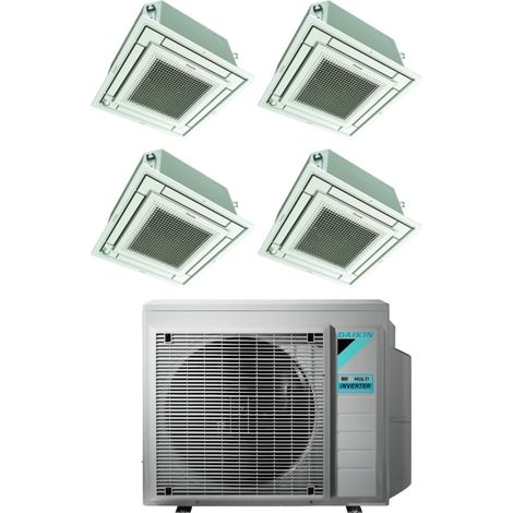 Daikin Bluevolution Inverter Quadri Split Kassetten-Klimagerät FFA-A 9+9+18 mit 4MXM80N R-32 Wi-Fi Optional mit weißem Grill 9000+9000+18000 - Italienische Garantie