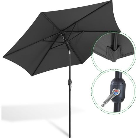 Alu Sonnenschirme Ampelschirme mit Kurbel Balkonschirme UV30+ Sonnenschutz Gartenschirme für Patio Balkon, Ø270cm, Grau (1/6)