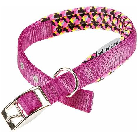Ferplast DAYTONA FANTASY C Collare per cani con morbida imbottitura e fibbia in metallo.. Variante C20/43 - Misure: A: 35-43 cm B: 20 mm - Fucsia (1/3)
