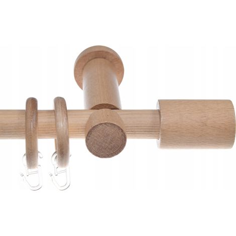Tringle à rideau simple en bois de hêtre moderne, cylindre de 120 cm Fi20 (1/5)