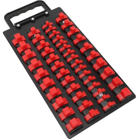 Beyamis Plateau rangement douilles 48 pièces - 1/2 3/8 1/4 portable rouge (1/5)