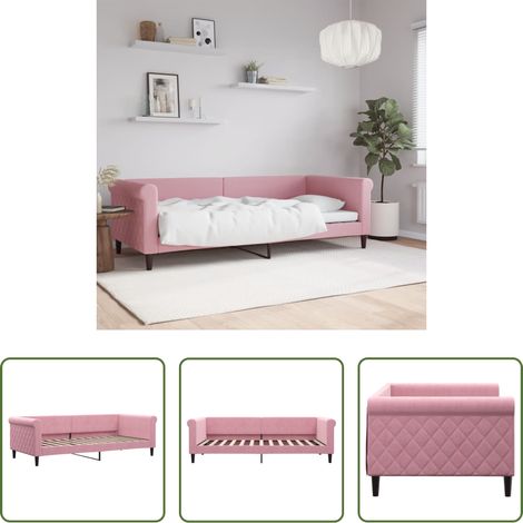 vidaXL Schlafsofa - Tagesbett Rosa 90x200 cm Samt (1/5)