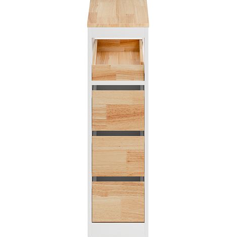 SoBuy Low Bathroom Cabinet with 4 Drawers White 65x23x82cm Modern BZR54-III-WN (1/5)
