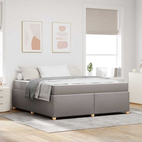 Bettrahmen mit Matratze Taupe 180 x 200 cm Stoff