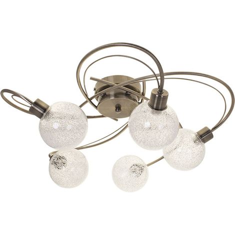 Plafón vita 5xg9 al.23xd.53cm cuero con bolas de cristal transparentes (1/2)