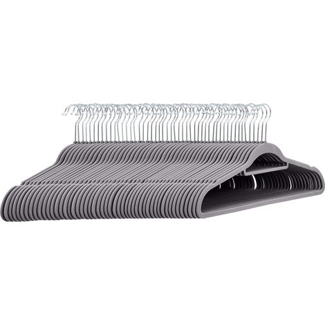 cintres en velours avec porte-cravate pour costumes, 50 pièces, Gris foncé (1/5)