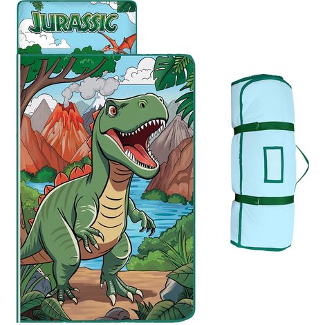 Sac de Couchage pour Enfants avec Oreiller Amovible et Couverture 15060cm,Dinosaure Volcan (1/5)